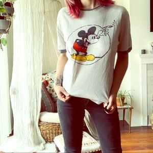 Vintage style smoking Mickey Mouse t shirt